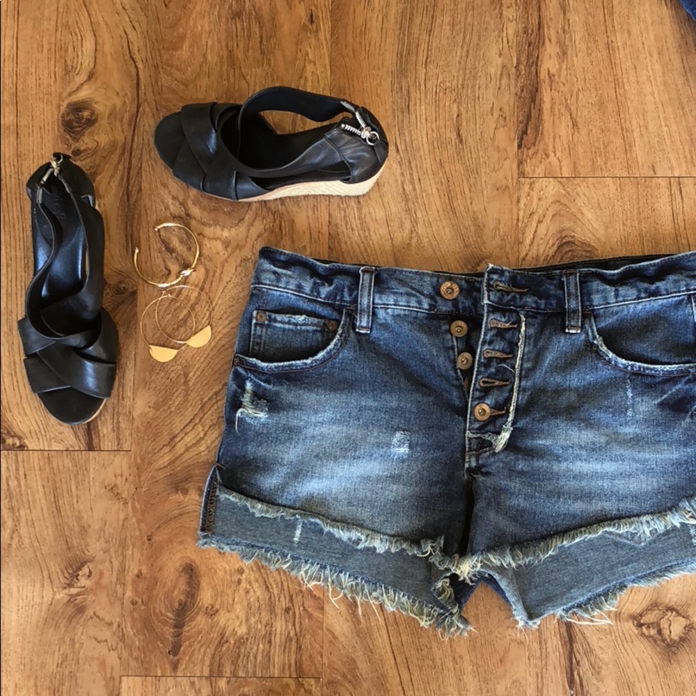 Free People distressed denim cutoff shorts
